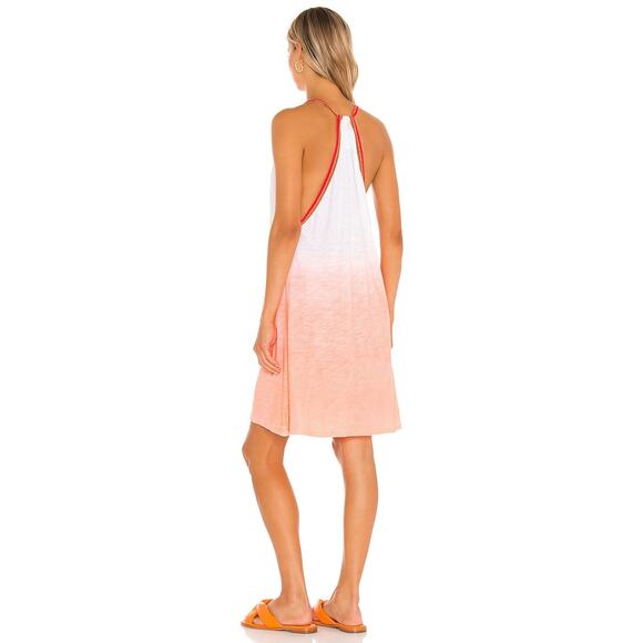Pitusa Ombre Dip Dye V-Neck Mini Sundress Women's Size Petite Small Coral/White - Picture 2 of 6
